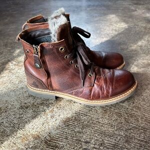 Leather & Faux Fur Combat Boots